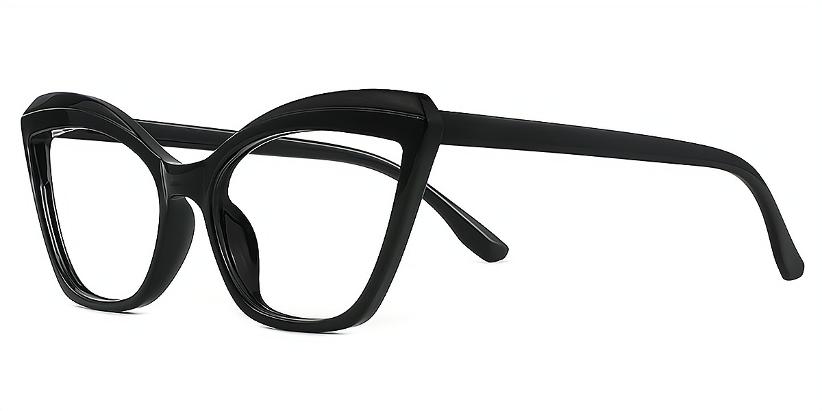 Black Cat Eye Hipster Plastic Eyeglasses