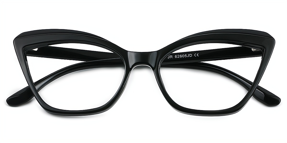 Black Cat Eye Hipster Plastic Eyeglasses