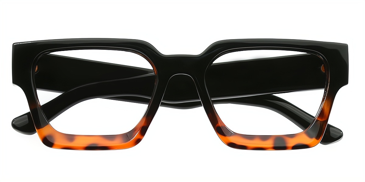 Tortoise Geometric Simple Horn Plastic Eyeglasses