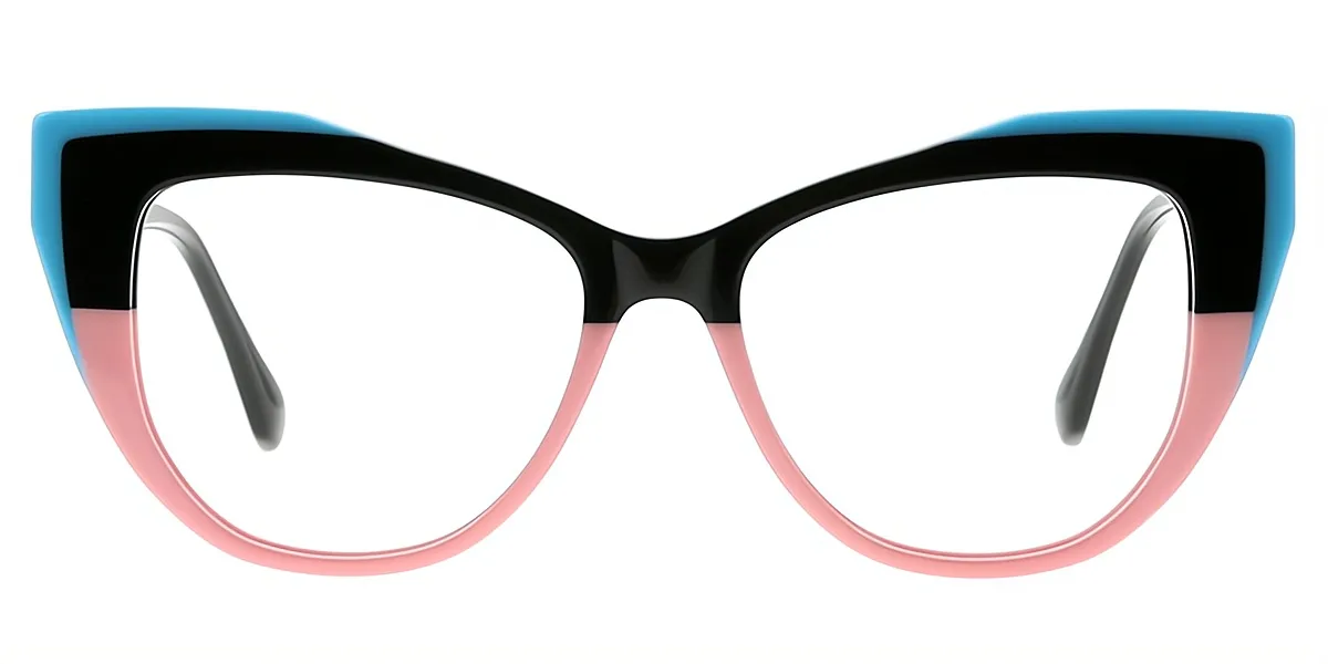 Black Cat Eye Unique Wide Acetate Eyeglasses