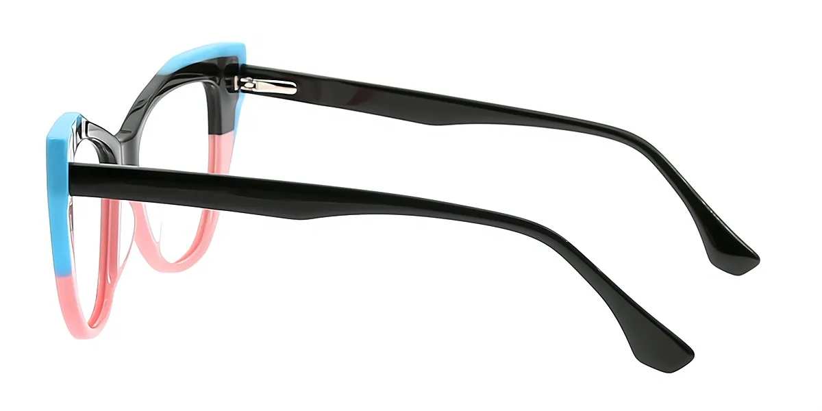 Black Cat Eye Unique Wide Acetate Eyeglasses