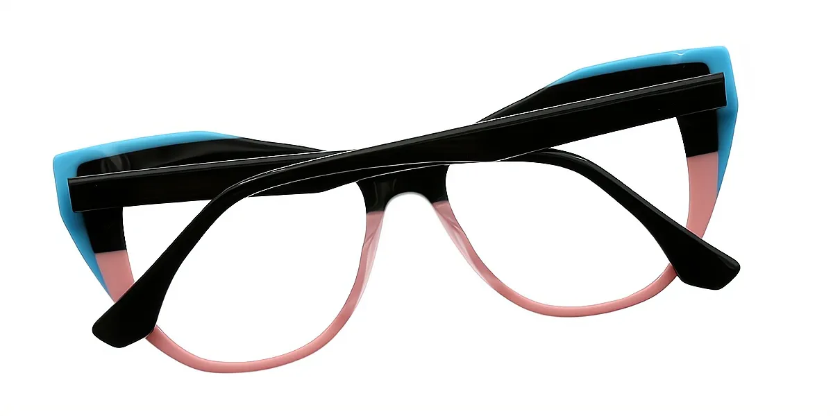 Black Cat Eye Unique Wide Acetate Eyeglasses