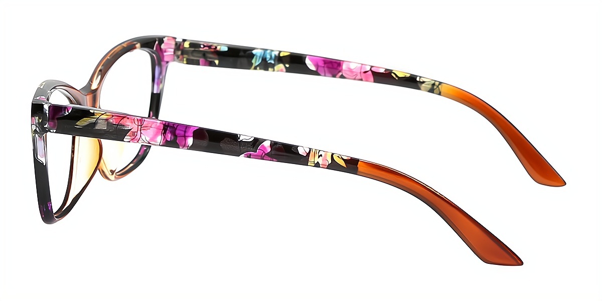 Brown Floral Cat Eye Retro Classic Plastic Eyeglasses