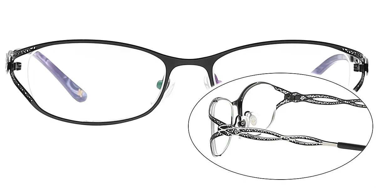 Black Oval Exquisite Metal Eyeglasses