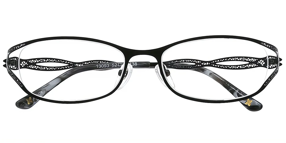 Black Oval Exquisite Metal Eyeglasses