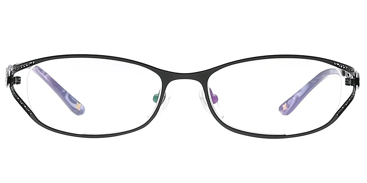 Black Oval Exquisite Metal Eyeglasses