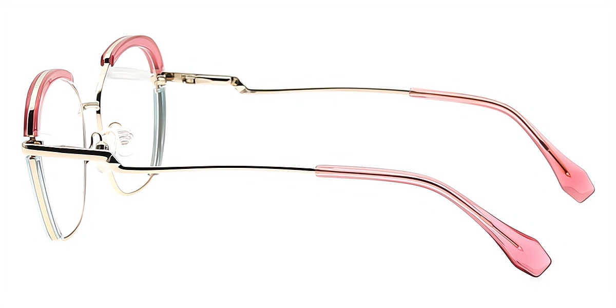 Pink Oval Elegant Mixed Materials Eyeglasses