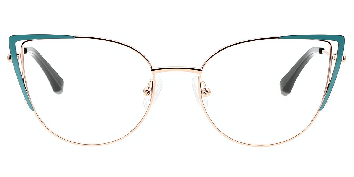 Green Cat Eye Exquisite Metal Eyeglasses
