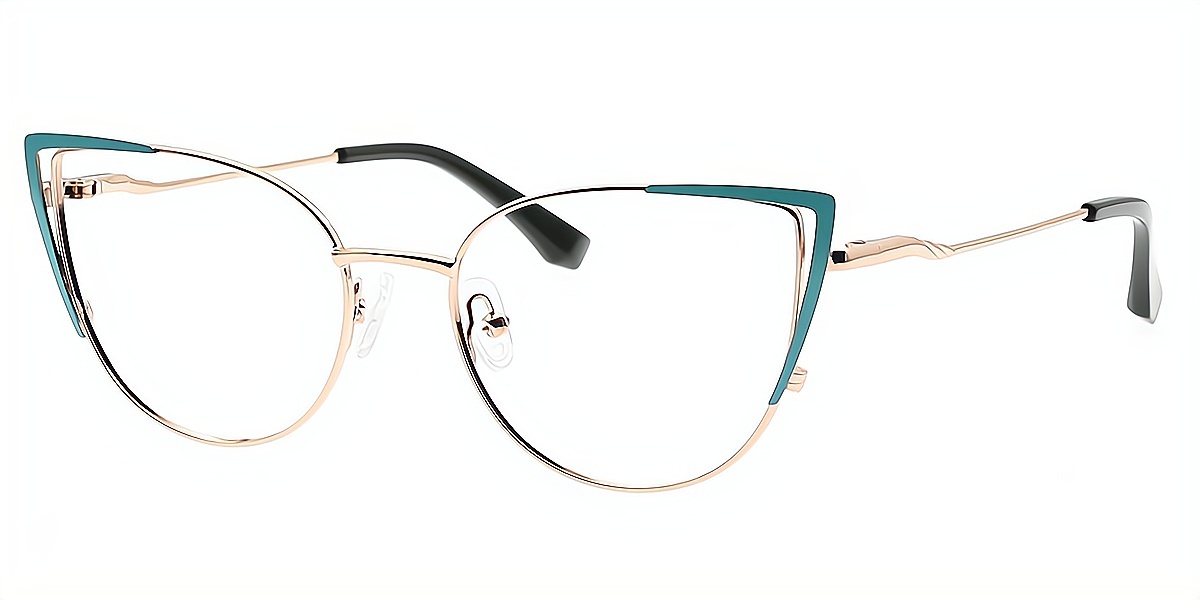 Green Cat Eye Exquisite Metal Eyeglasses