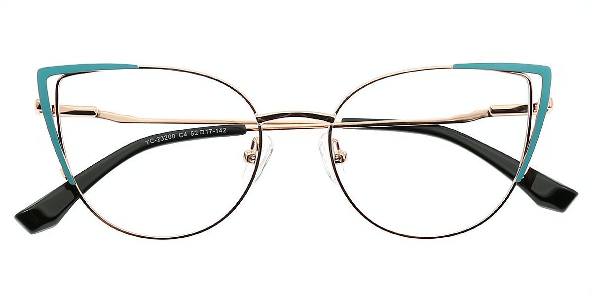 Green Cat Eye Exquisite Metal Eyeglasses