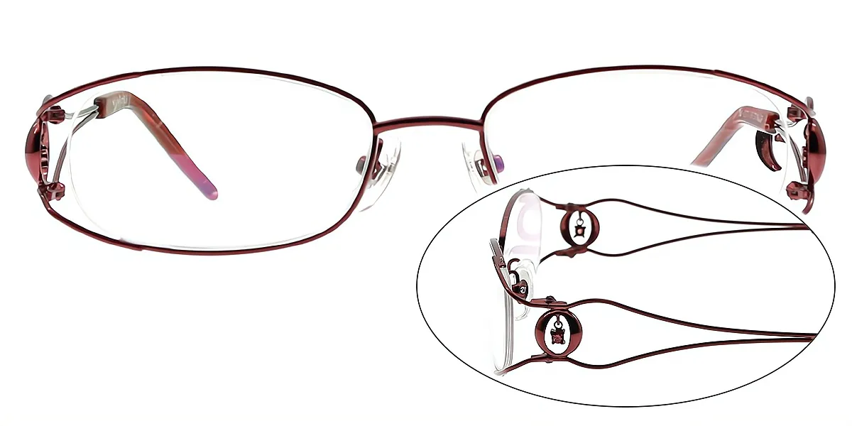 Red Oval Unique Exquisite Metal Eyeglasses