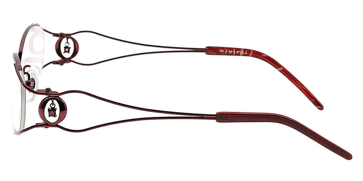 Red Oval Unique Exquisite Metal Eyeglasses