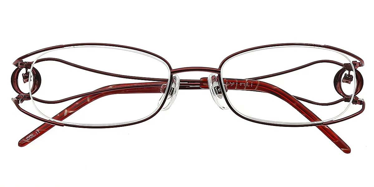 Red Oval Unique Exquisite Metal Eyeglasses