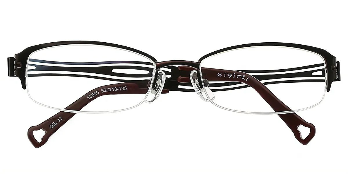 Dark Red Rectangle Chic Metal Eyeglasses