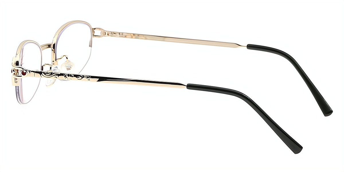 Red Gold Oval Classic Exquisite Metal Eyeglasses