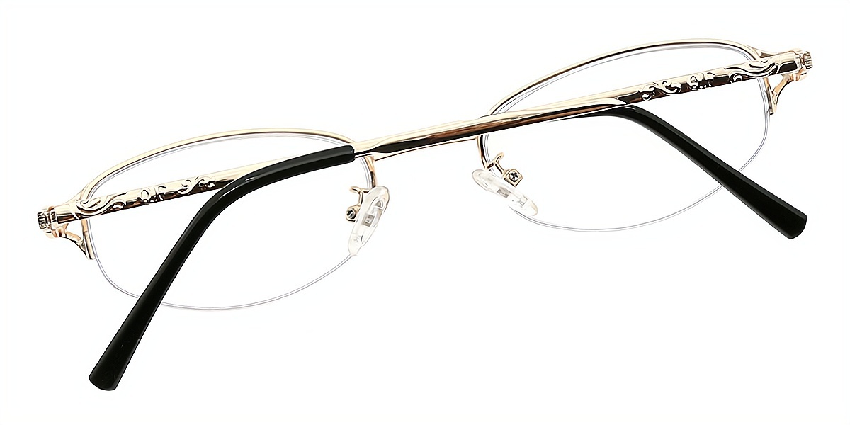 Red Gold Oval Classic Exquisite Metal Eyeglasses