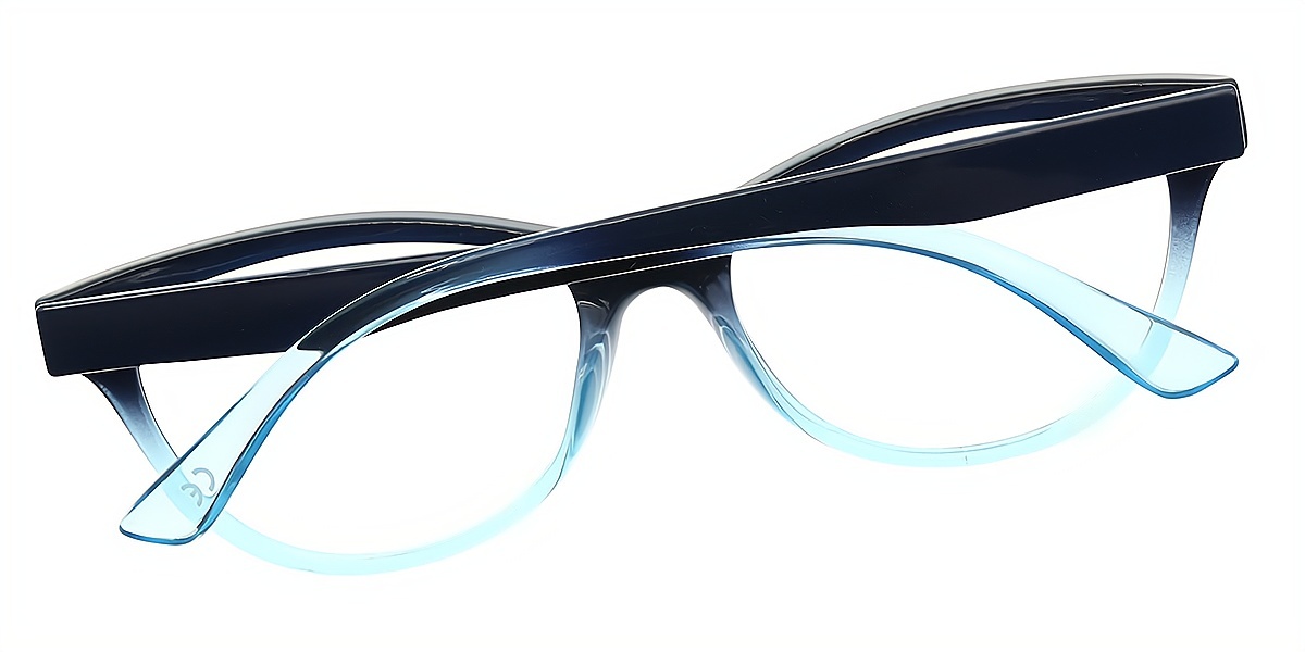 Black Blue Cat Eye Simple Plastic Eyeglasses