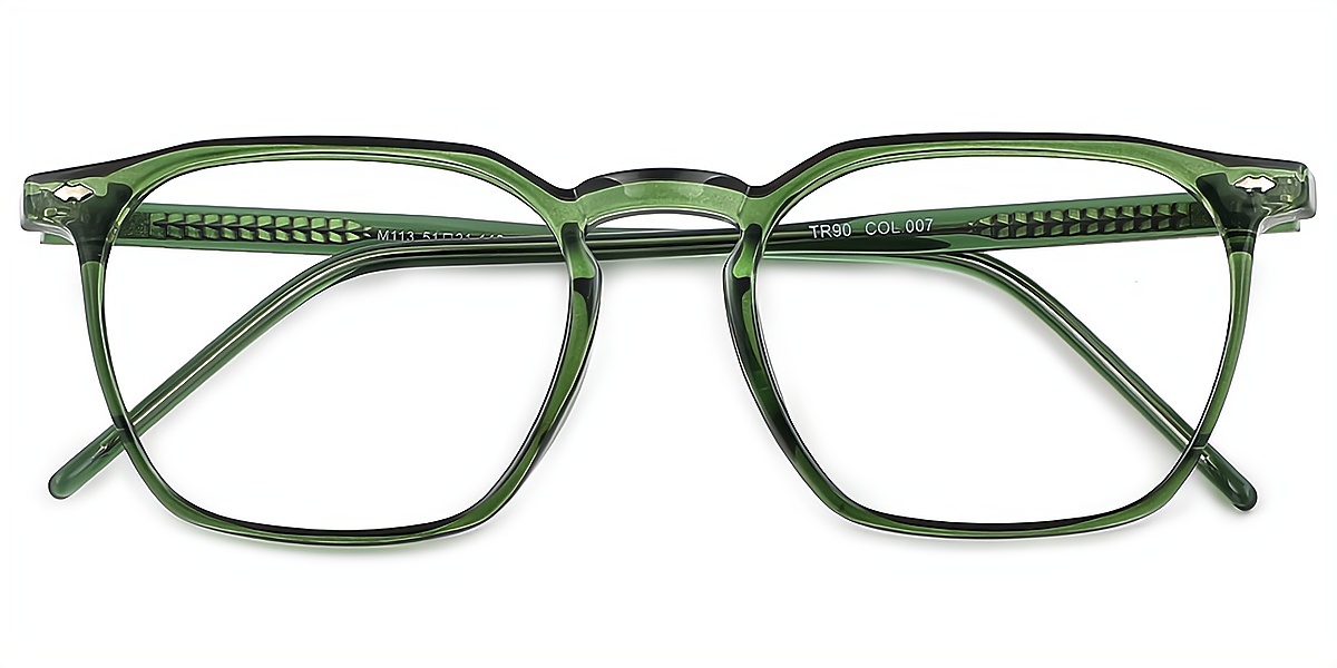 Green Rectangle Simple Oversized TR90 Eyeglasses