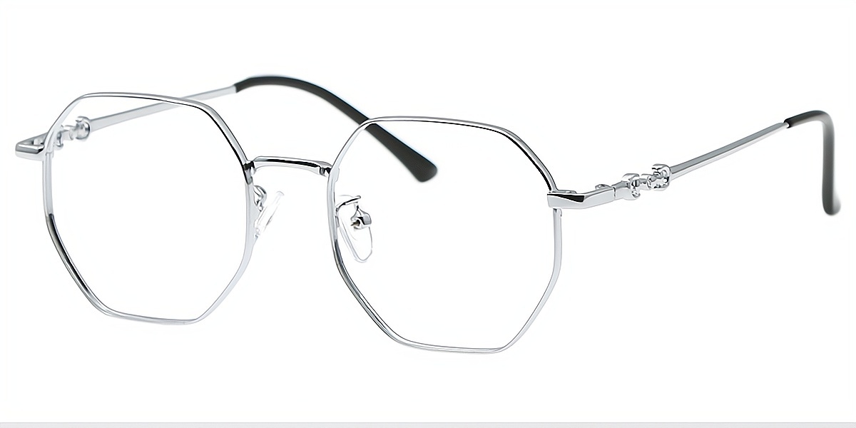 Silver Geometric Exquisite Thin Metal Eyeglasses