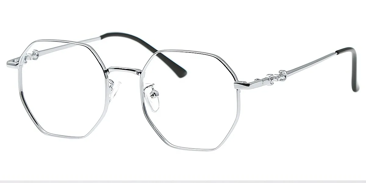 Silver Geometric Exquisite Thin Metal Eyeglasses