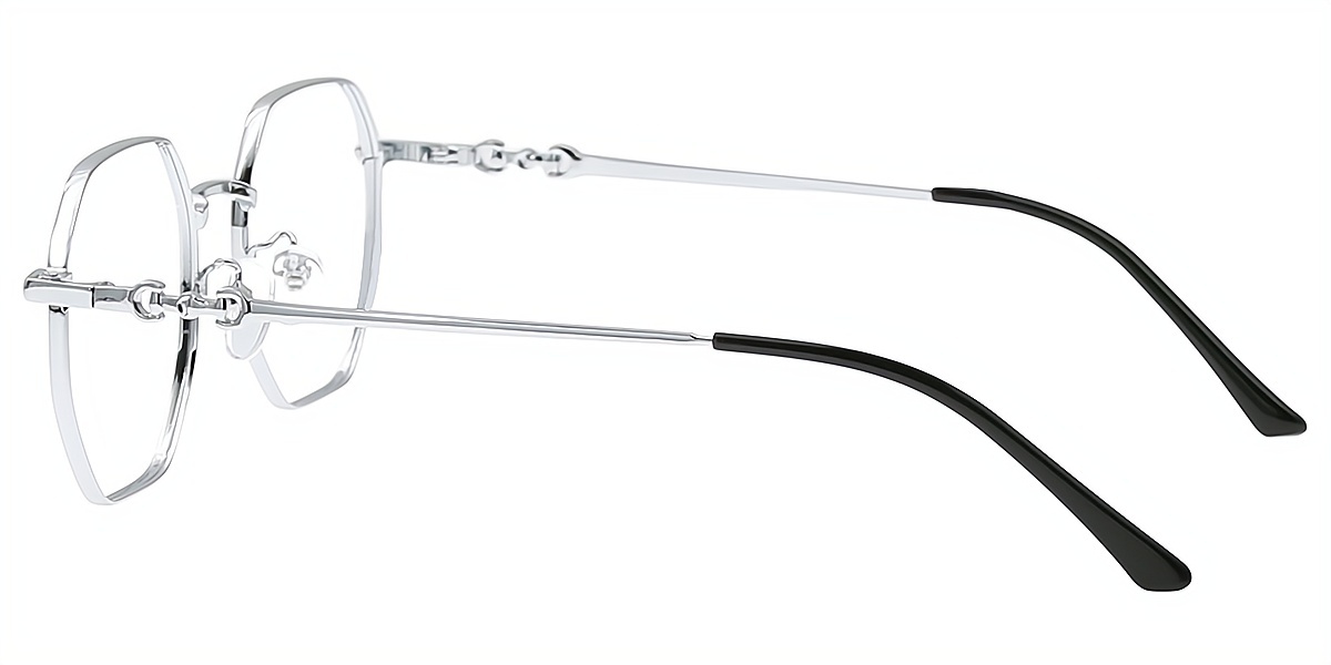 Silver Geometric Exquisite Thin Metal Eyeglasses
