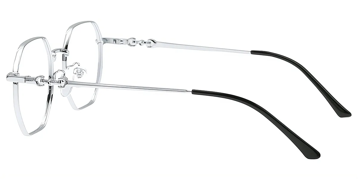 Silver Geometric Exquisite Thin Metal Eyeglasses