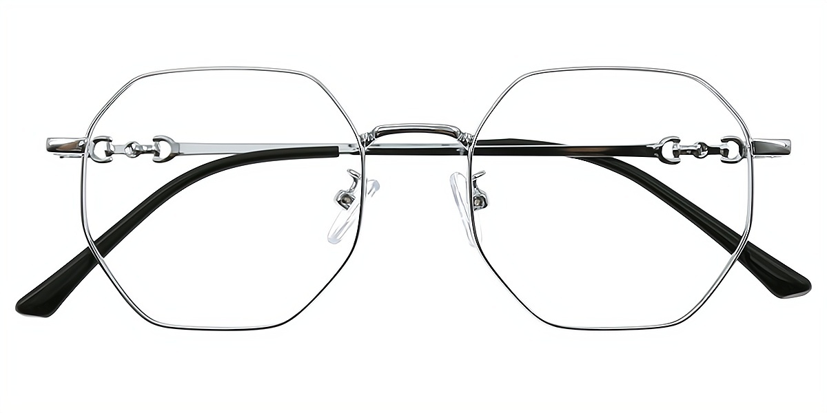 Silver Geometric Exquisite Thin Metal Eyeglasses