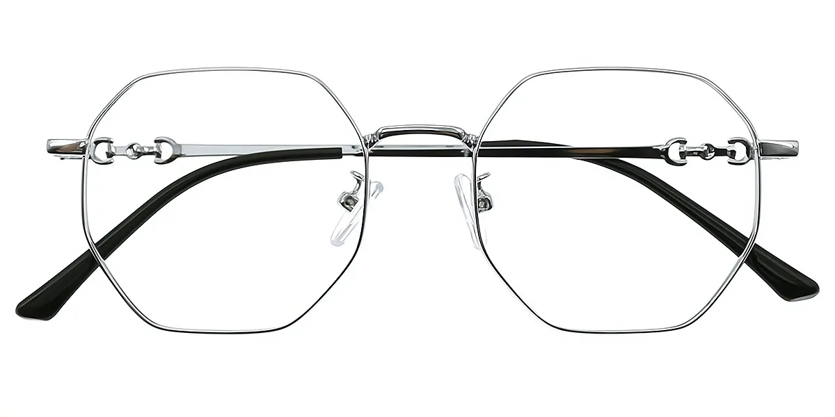 Silver Geometric Exquisite Thin Metal Eyeglasses