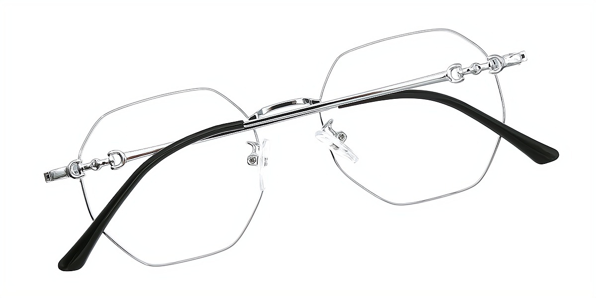 Silver Geometric Exquisite Thin Metal Eyeglasses