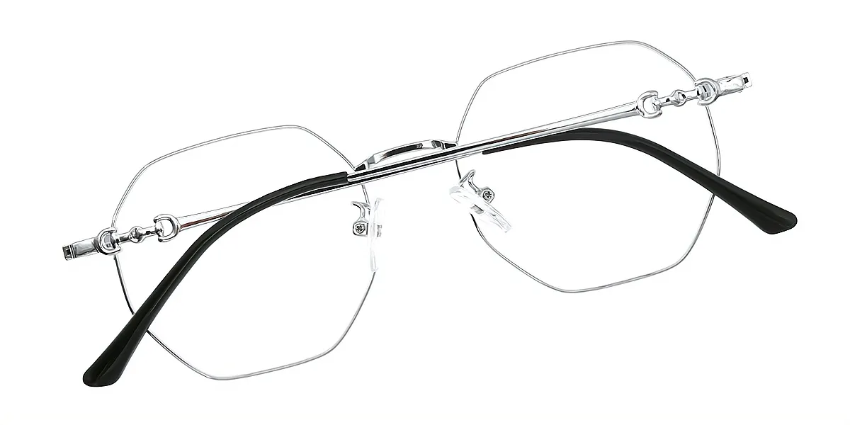Silver Geometric Exquisite Thin Metal Eyeglasses