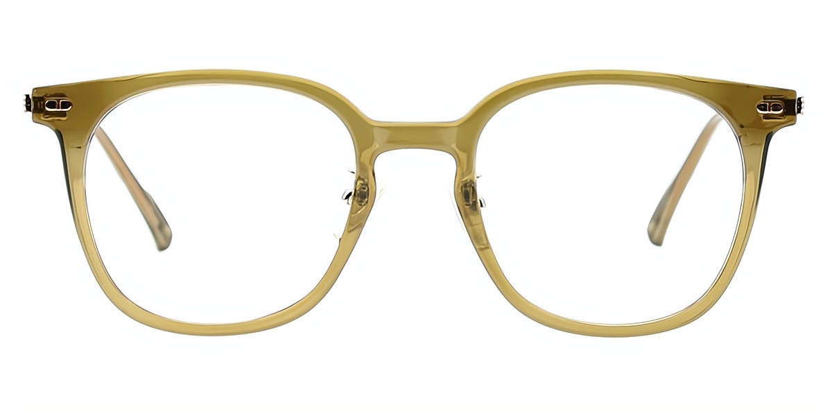 Green Oval Classic Horn Mixed Materials Eyeglasses