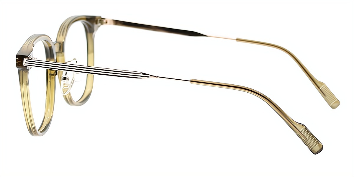 Green Oval Classic Horn Mixed Materials Eyeglasses