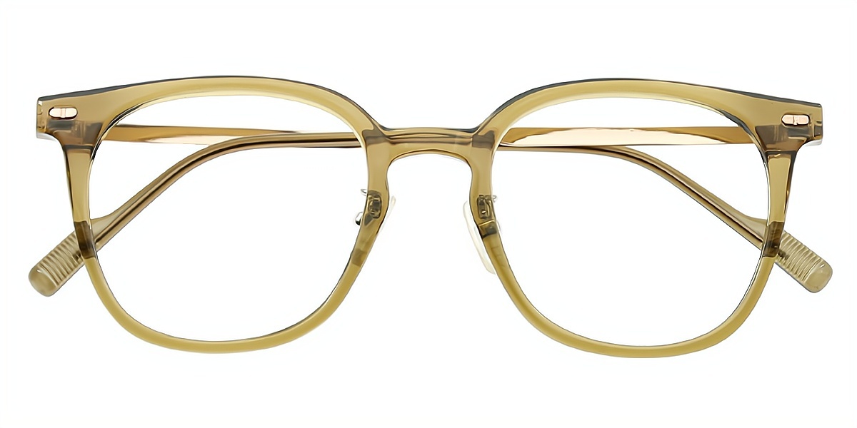 Green Oval Classic Horn Mixed Materials Eyeglasses