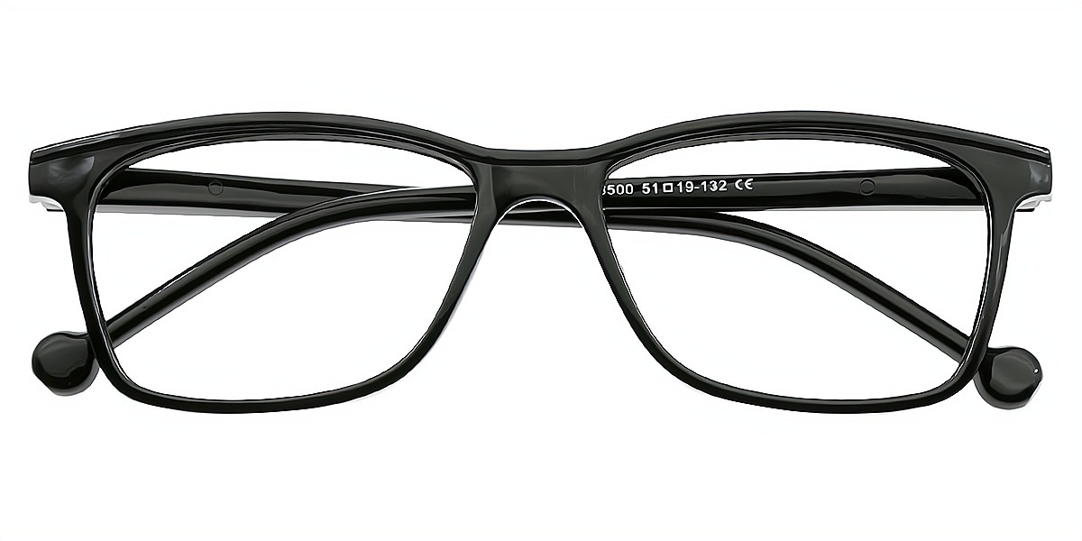 Black Rectangle Simple Plastic Eyeglasses