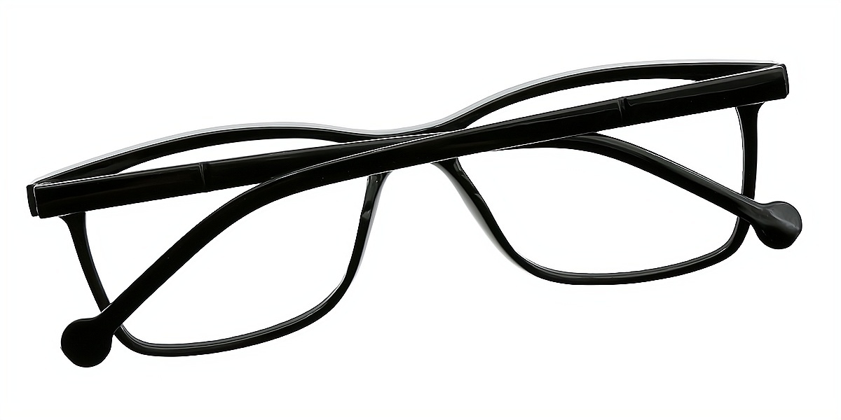 Black Rectangle Simple Plastic Eyeglasses