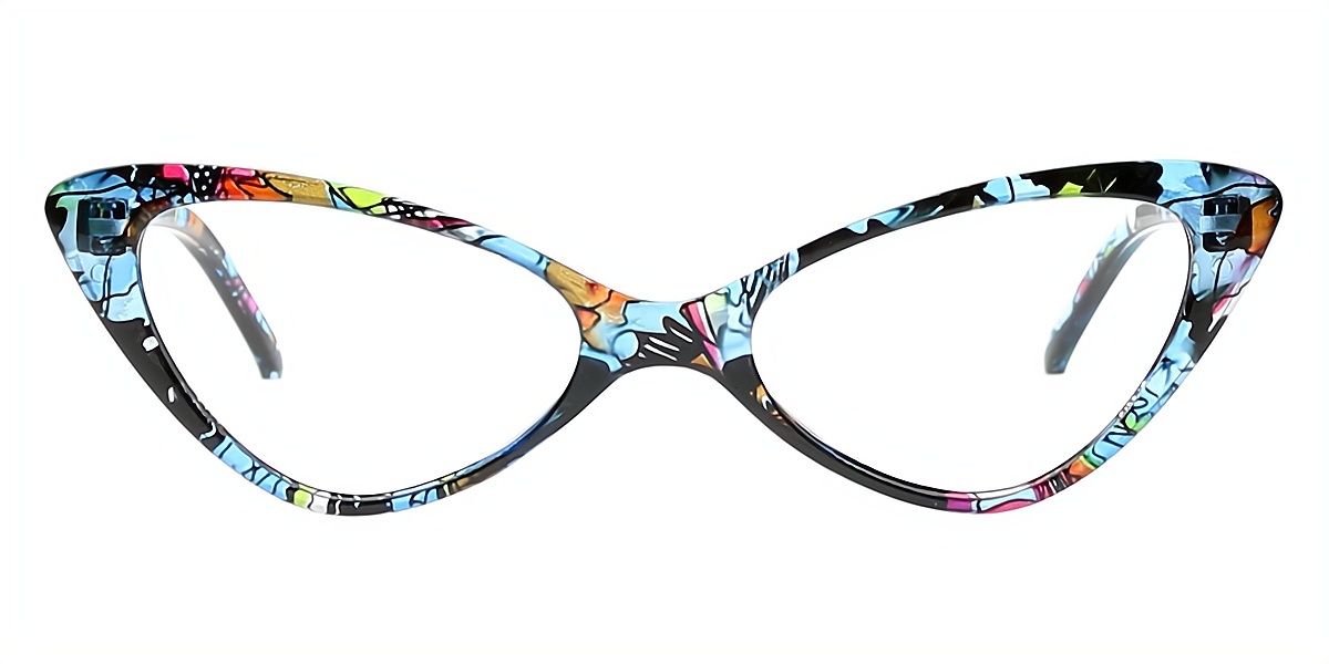 Blue Cat Eye Unique Wide Plastic Eyeglasses