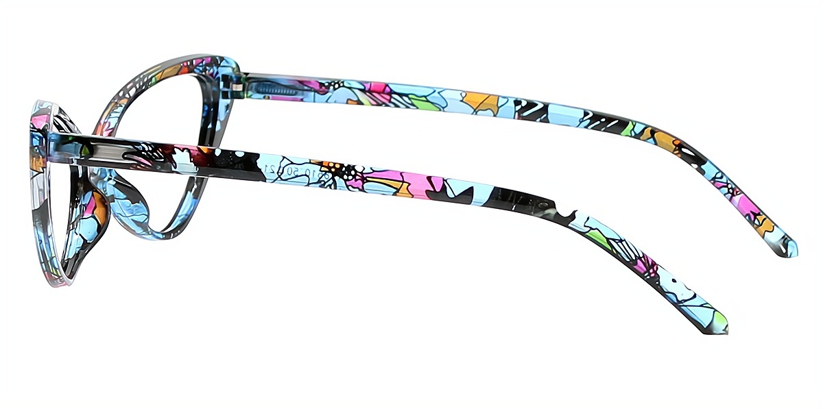 Blue Cat Eye Unique Wide Plastic Eyeglasses