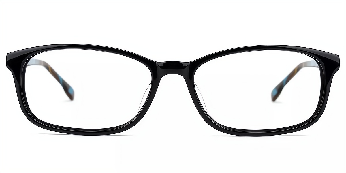 Black Rectangle Retro Horn Acetate Eyeglasses