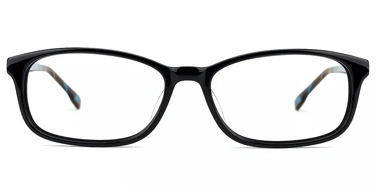 Black Rectangle Retro Horn Acetate Eyeglasses