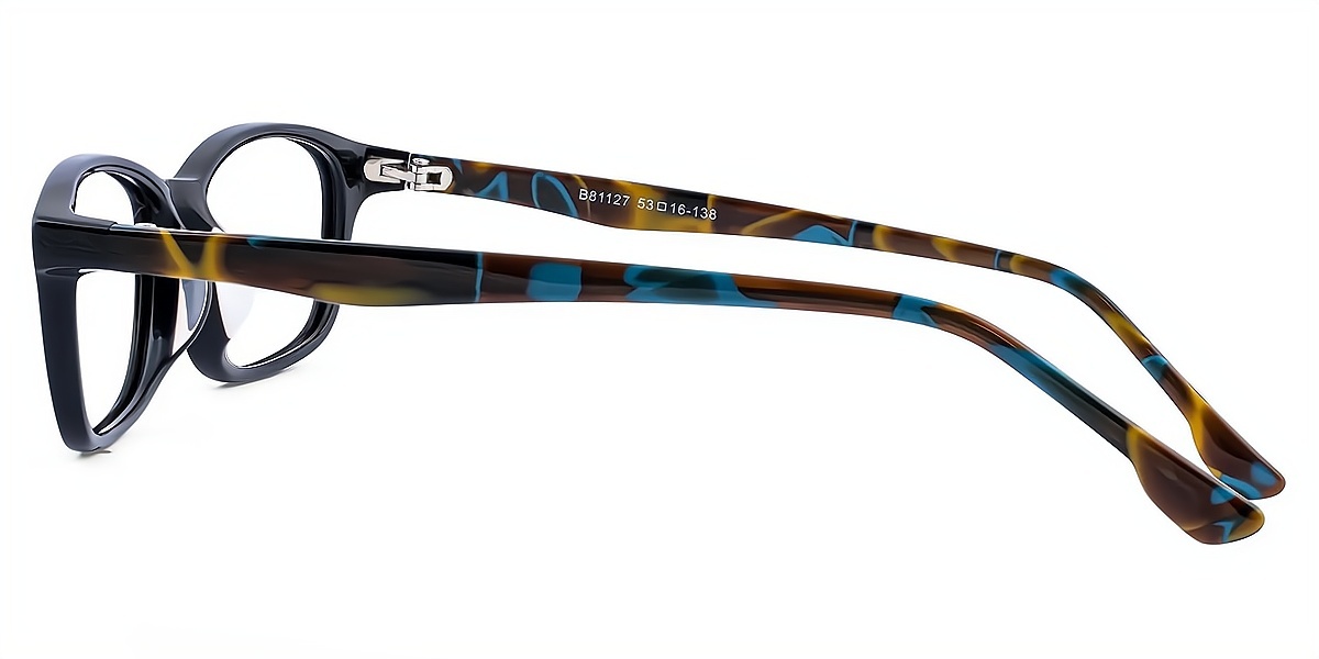 Black Rectangle Retro Horn Acetate Eyeglasses