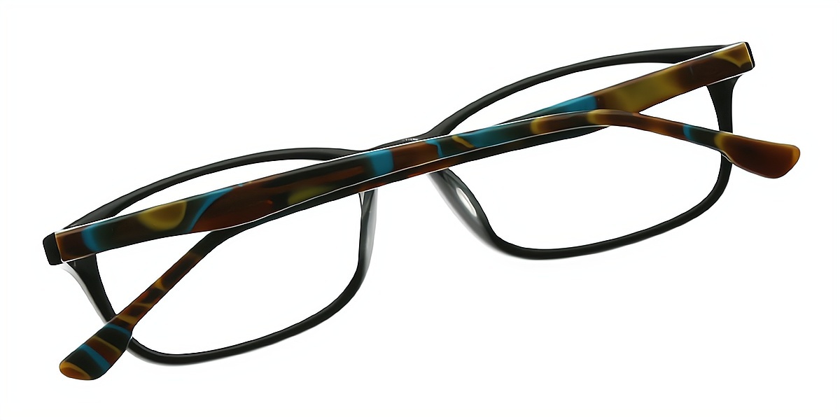 Black Rectangle Retro Horn Acetate Eyeglasses