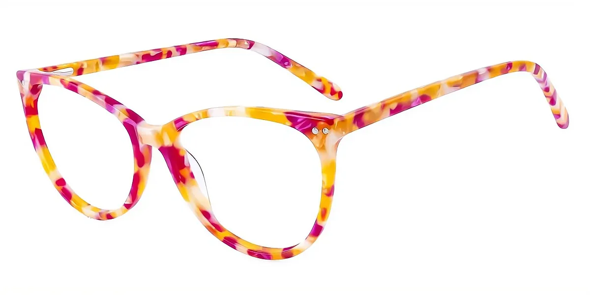 Floral Cat Eye Exquisite Sun-clip Acetate Eyeglasses
