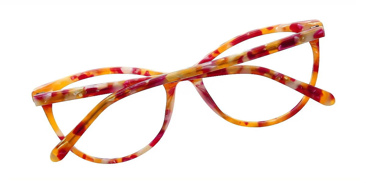 Floral Cat Eye Exquisite Sun-clip Acetate Eyeglasses
