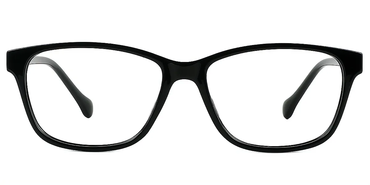Black Rectangle Classic Plastic Eyeglasses