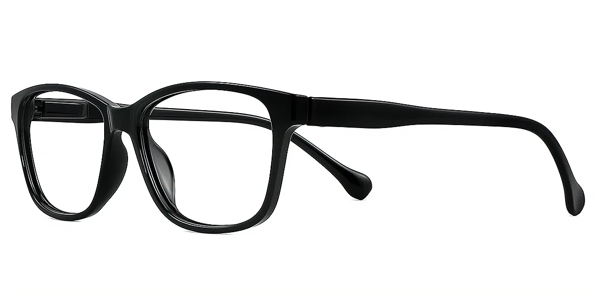 Black Rectangle Classic Plastic Eyeglasses
