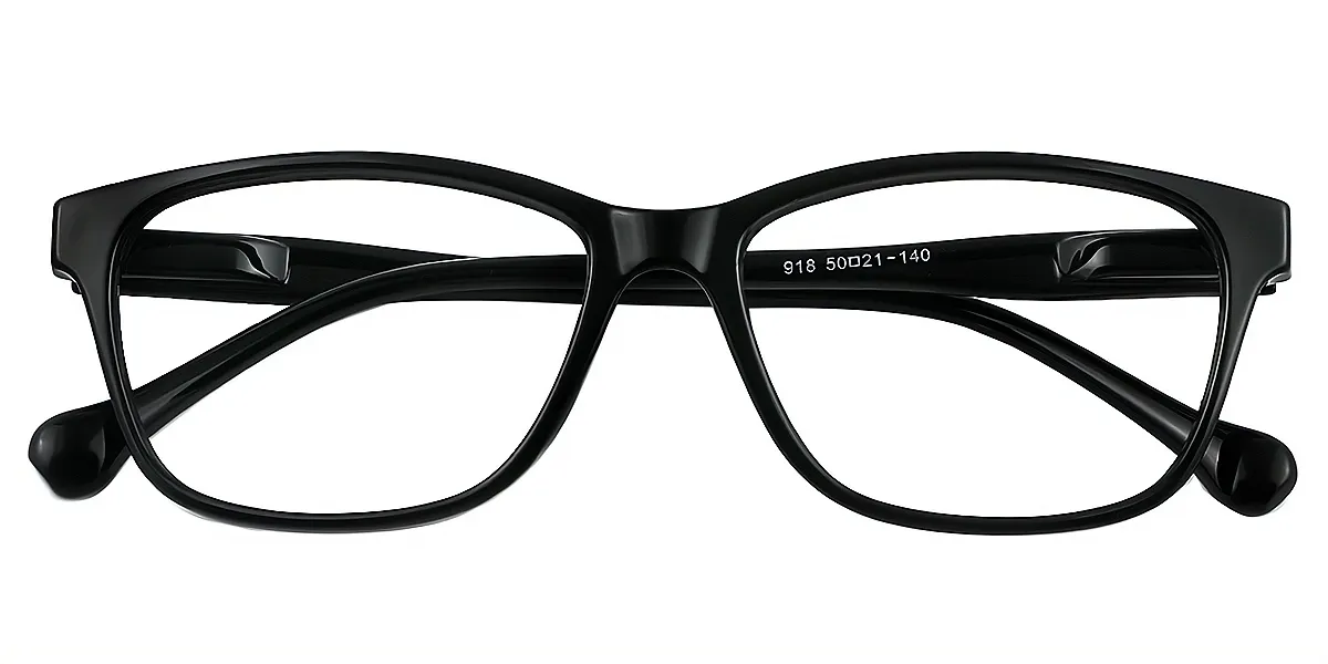 Black Rectangle Classic Plastic Eyeglasses
