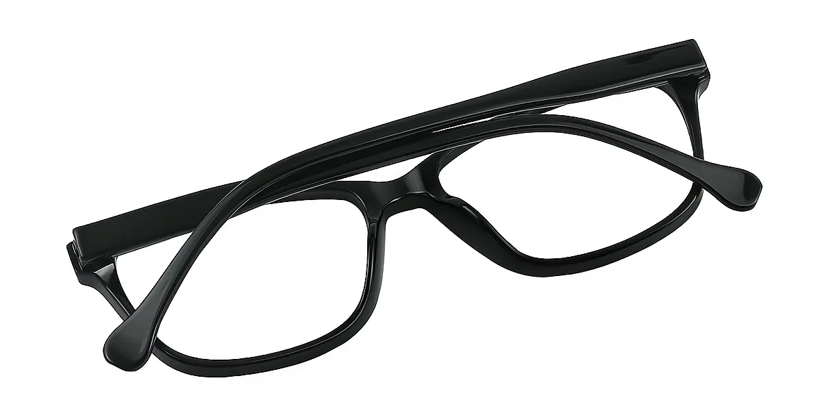 Black Rectangle Classic Plastic Eyeglasses