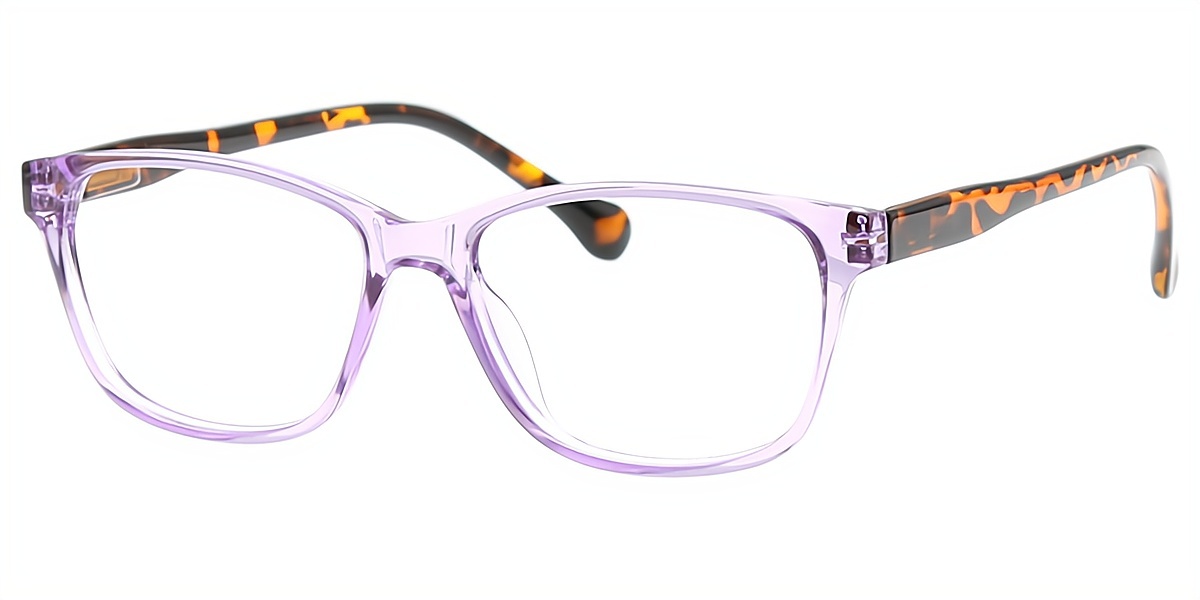 Purple Rectangle Classic Plastic Eyeglasses