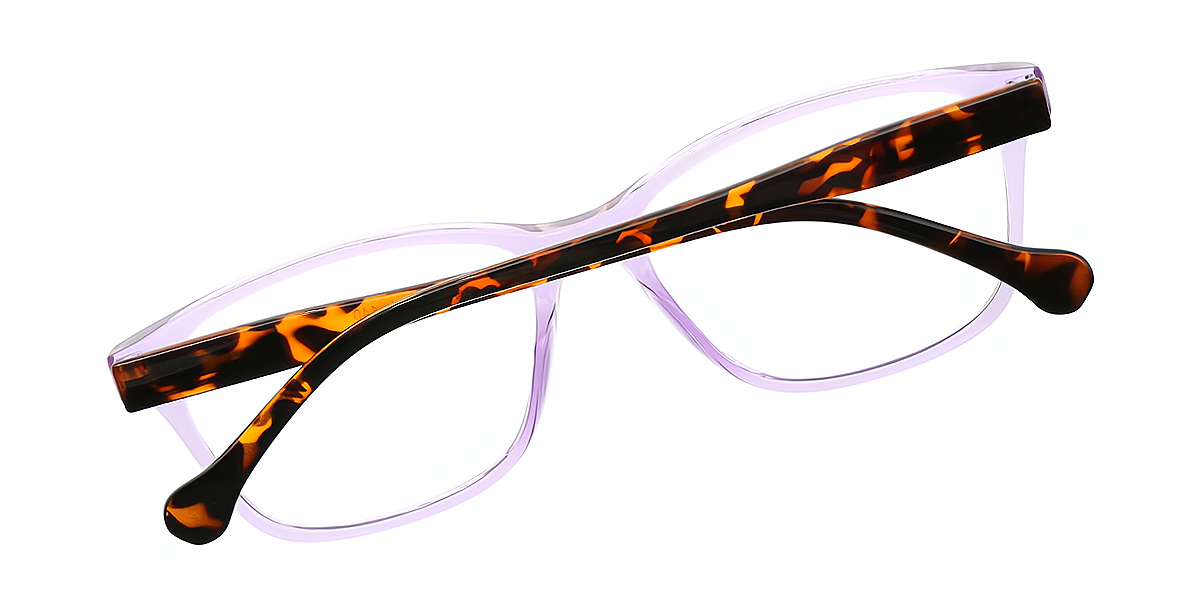 Purple Rectangle Classic Plastic Eyeglasses