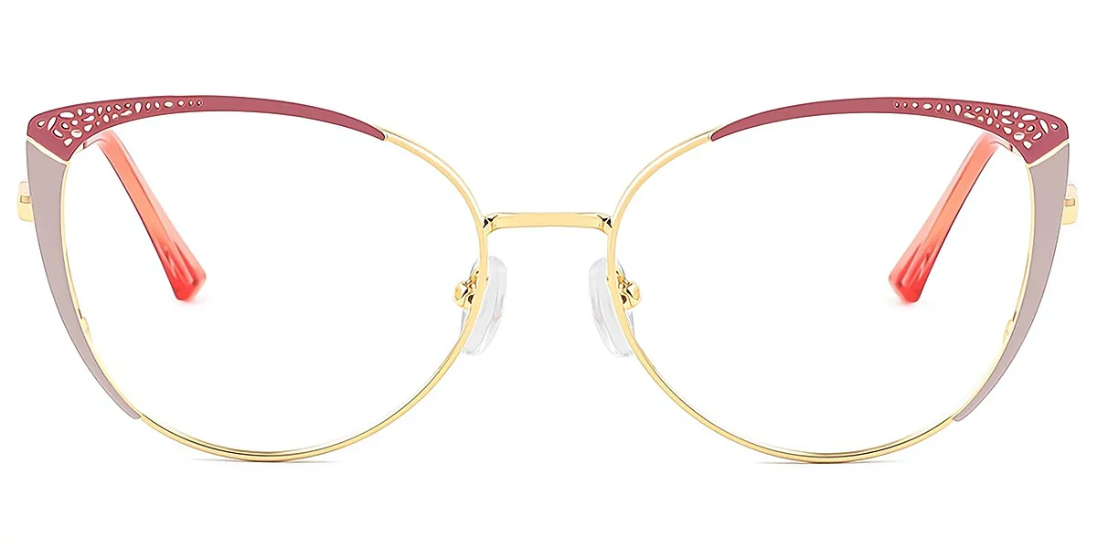 Red Cat Eye Exquisite Metal Eyeglasses